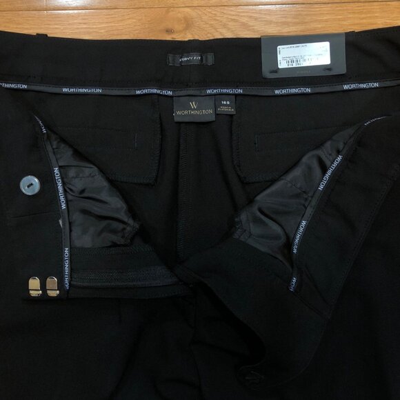 NWT Worthington Curvy Fit Trouser Leg Black Stretch Dress Pants Size 16 - Picture 6 of 6